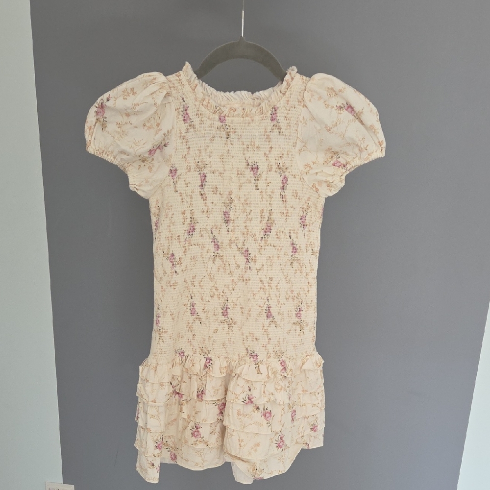 LoveShackFancy Cream and Pink Kids Dress 8-9 years / 8T